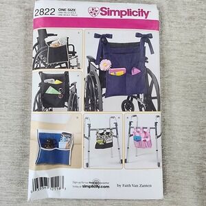 Wheelchair, Walker Accessories Pattern Simplicity 2822 UNCUT Easy To Make